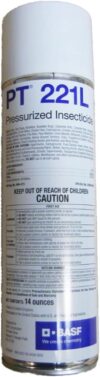 PT 221L Pressurized Insecticide can by BASF for indoor and outdoor pest control.