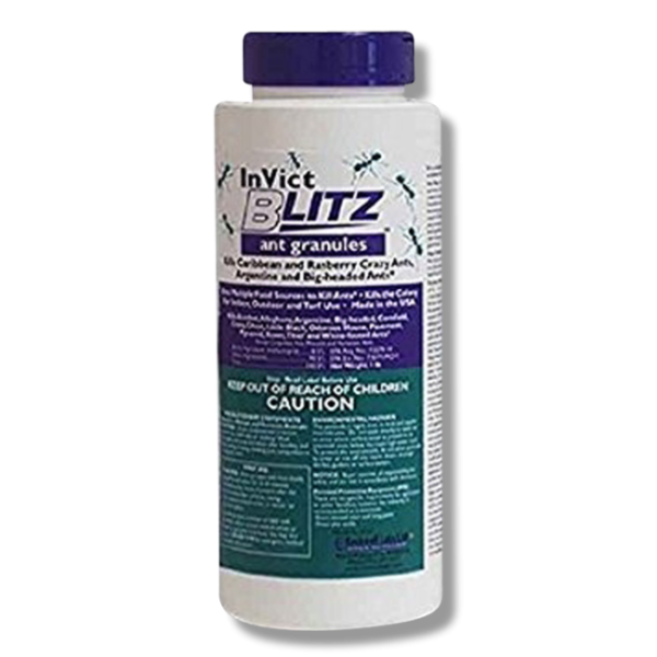 InVict Blitz Ant Granules container used for controlling crazy ants, Argentine ants, and big‑headed ants