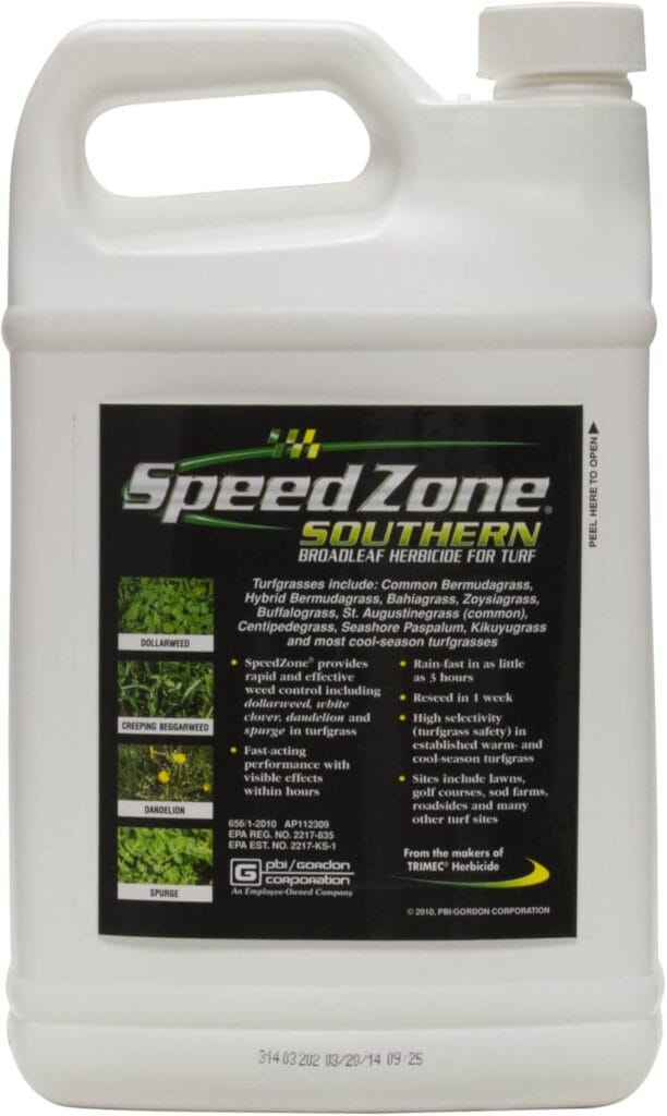 SpeedZone Southern herbicide bottle used for controlling broadleaf weeds in warm‑ and cool‑season lawns