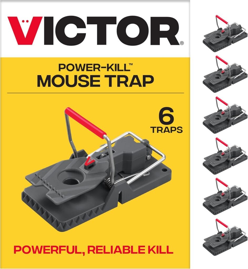Victor Power‑Kill Mouse Trap 6‑pack packaging showing powerful snap traps for fast mouse control