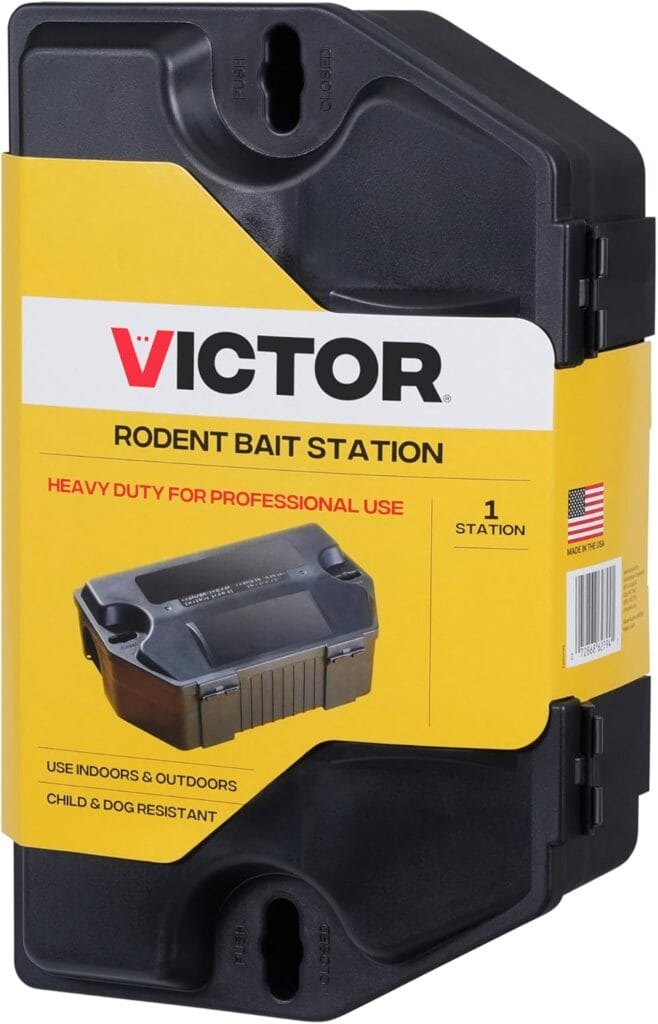 Victor heavy‑duty rodent bait station for outdoor rat and mouse control, child‑ and dog‑resistant