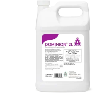 Bottle of Dominion 2L imidacloprid concentrate used for ants, termites, and plant pest control