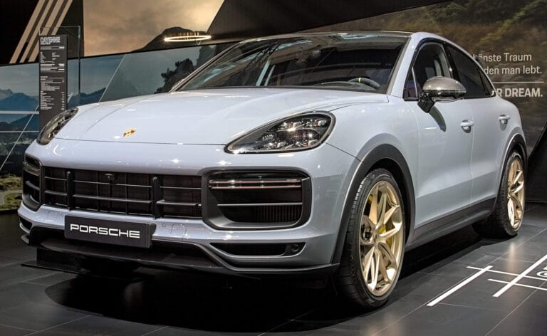 Ticks in your car; 2026 Porsche Cayenne SUV in a showroom, used to illustrate where ticks can hide inside vehicle interiors